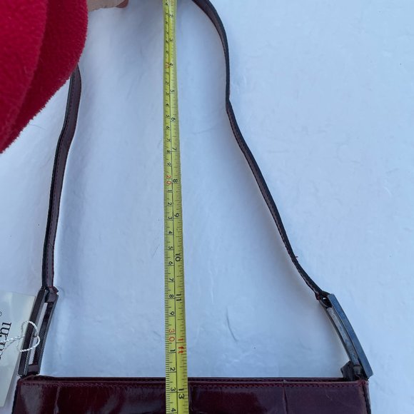 NWT - FRANCHI WINE (CORDOVAN) LEATHER SHOULDER BAG - FROM BLOOMINGDALES - Picture 11 of 15